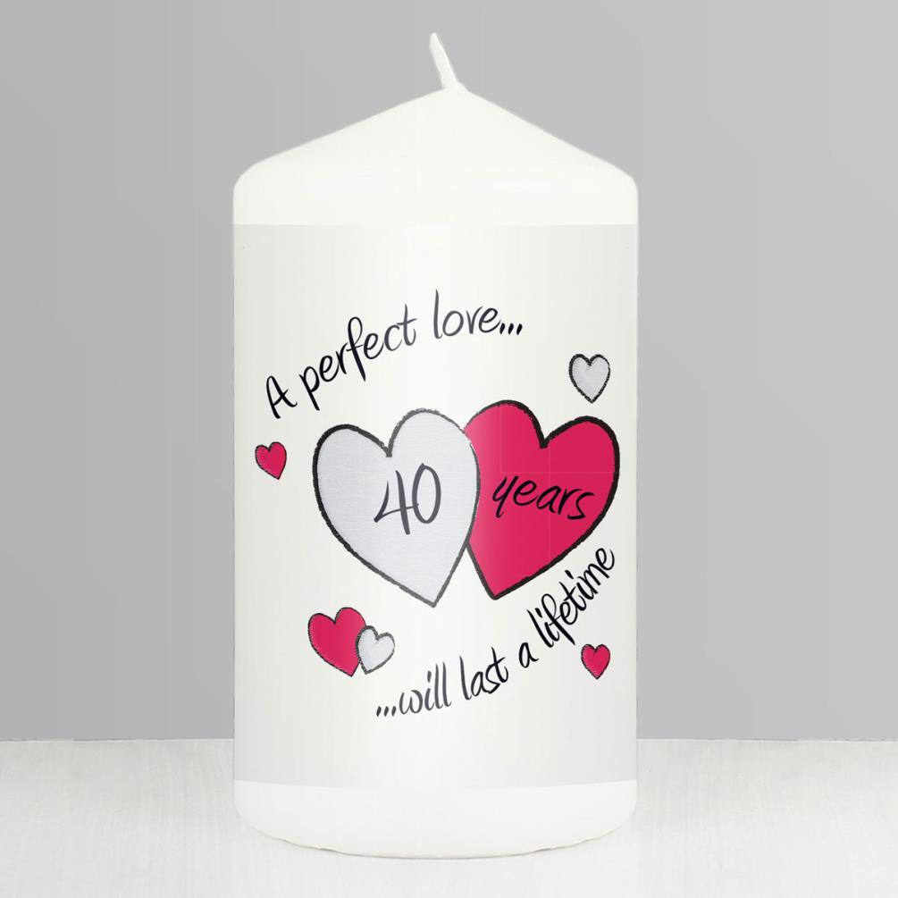 Perfect Love Ruby Anniversary Pillar Candle Extra Image 1